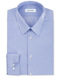 Calvin Klein Dress Shirt Blue Topaz Mini Gingham Long Sleeved Shirt