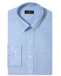 Club Room Dress Shirt Medium Blue Gingham Long Sleeved Shirt