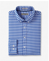 Express Fitted Check Button Collar Performance Shirt