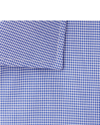 Turnbull & Asser Navy Slim Fit Cutaway Collar Micro Gingham Cotton Poplin Shirt