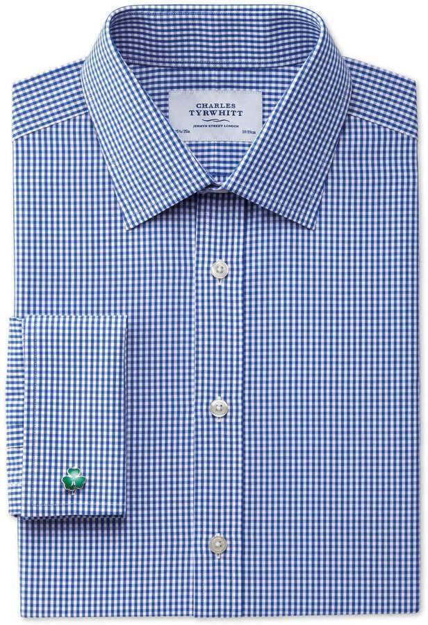 Franklin Tailored Mens Slim-Fit Long-Sleeve Small-Scale Gingham Shirt 