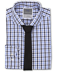 Thomas Dean Co Bold Multi Gingham Non Iron Ls Woven Dress Shirt W Spread Collar