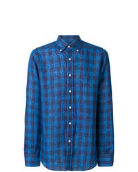 Blue Gingham Linen Long Sleeve Shirt