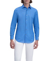 Bugatchi Ooohcotton Tech Print Button Up Shirt In Classic Blue At Nordstrom