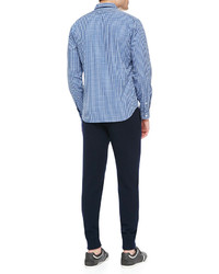 Vince Two Tone Gingham Check Shirt Bluewhite