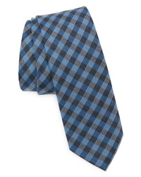 Blue Gingham Silk Tie