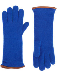 Barneys New York Leather Piped Knit Gloves