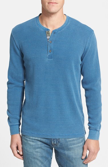 Nouveau Homme Rétro à manches longues Base Waffle Henley T-shirt Casual sweater men 