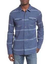 Blue Herringbone Flannel Long Sleeve Shirt