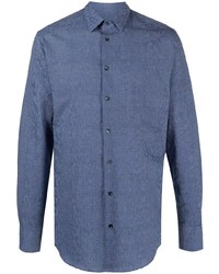 Blue Herringbone Long Sleeve Shirt