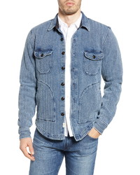 Blue Herringbone Shirt Jacket