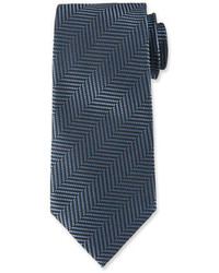 Tom Ford Tweed Herringbone Stripe Silk Tie Blue
