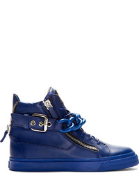 Giuseppe Zanotti Blue Chain High Top Sneakers
