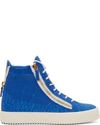 Giuseppe Zanotti Blue Croc Embossed High Top London Sombry Sneakers
