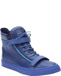 Giuseppe Zanotti Blue Leather London High Top Sneakers