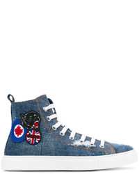 DSQUARED2 Denim Patch Basquettes High Top Sneakers