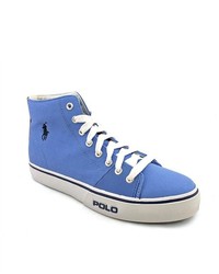 Polo Ralph Lauren Cantor High Blue Canvas Sneakers Shoes Uk 7
