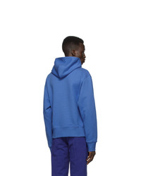 SSENSE WORKS Jeremy O Harris Blue Cursive Text Hoodie