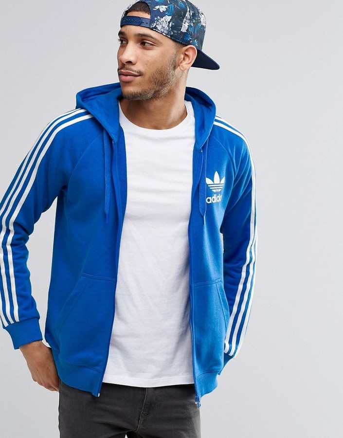 adidas blue zip up hoodie