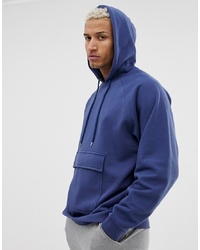 ASOS DESIGN Oversized Hoodie With Map Pocket In Blue