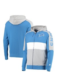 STARTE R Bluesilver Detroit Lions Playoffs Color Block Full Zip Hoodie At Nordstrom