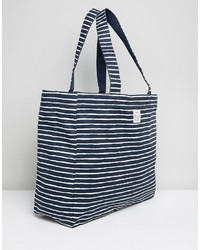 Jack Wills Navy Cotton Stripe Beach Bag