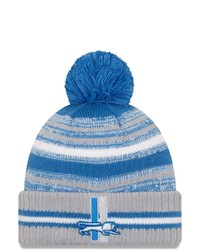 New Era Bluegray Detroit Lions 2021 Nfl Sideline Historic Pom Cuffed Knit Hat At Nordstrom