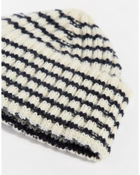Asos Brand Striped Beanie With Deep Turn Up