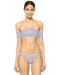 Blue Horizontal Striped Bikini Top