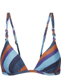 Vix Chambray Rope Striped Triangle Bikini Top Blue