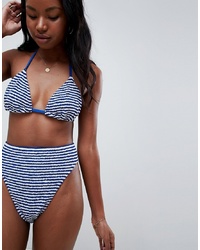 ASOS DESIGN Mix And Match Stripe Crinkle Triangle Bikini Top