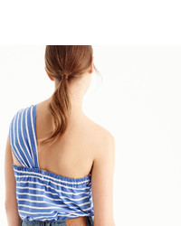 J.Crew One Shoulder Bow Top In Stripe