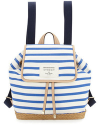 Blue Horizontal Striped Canvas Backpack