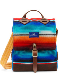 Blue Horizontal Striped Canvas Messenger Bag