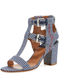 Laurence Dacade Helie Striped Canvas Sandal Navy