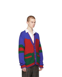 Gucci Blue And Green Oversized Striped Cardigan