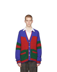 Gucci Blue And Green Oversized Striped Cardigan