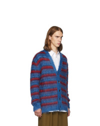 Marni Blue And Red Mohair Cardigan