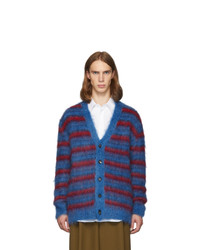 Marni Blue And Red Mohair Cardigan