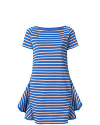 Blue Horizontal Striped Casual Dress
