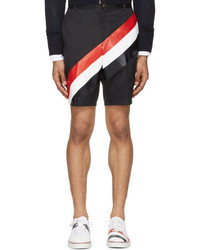 Thom Browne Navy Diagonal Stripe Unconstructed Chino Shorts