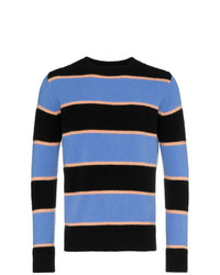 The Elder Statesman Black Periwinkle Cashmere Stripe Sweater