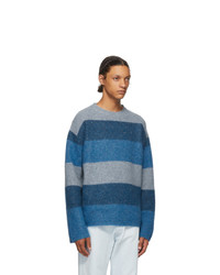 JW Anderson Blue Striped Crewneck Sweater