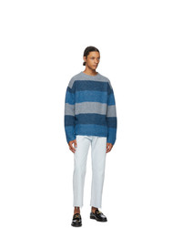 JW Anderson Blue Striped Crewneck Sweater
