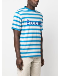 Études Etudes Logo Print Striped Cotton T Shirt