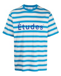 Études Etudes Logo Print Striped Cotton T Shirt