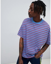 ASOS DESIGN Oversized Striped T Shirt In Blue And Red
