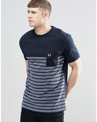 Fred Perry T Shirt With Half Stripe And Pocket