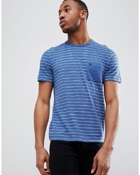 Abercrombie & Fitch Washed Block Stripe Pocket Moose Logo T Shirt In Bluegreen