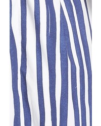 Max Mara Tie Waist Stripe Cotton Poplin Dress Size 4 Blue
